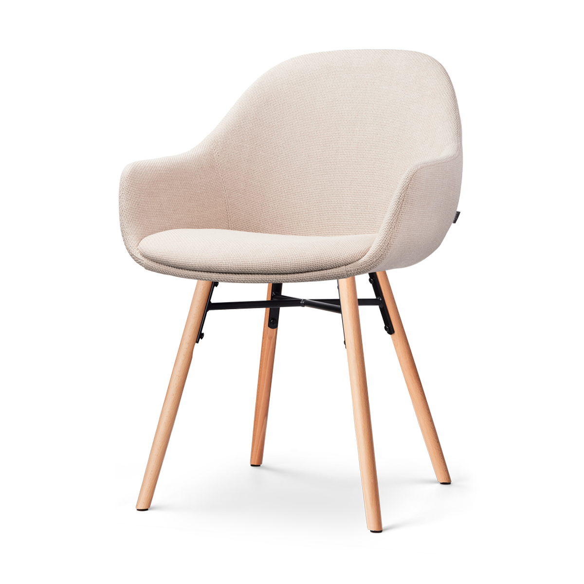 Nena-Mae eetkamerstoel beige - houten onderstel