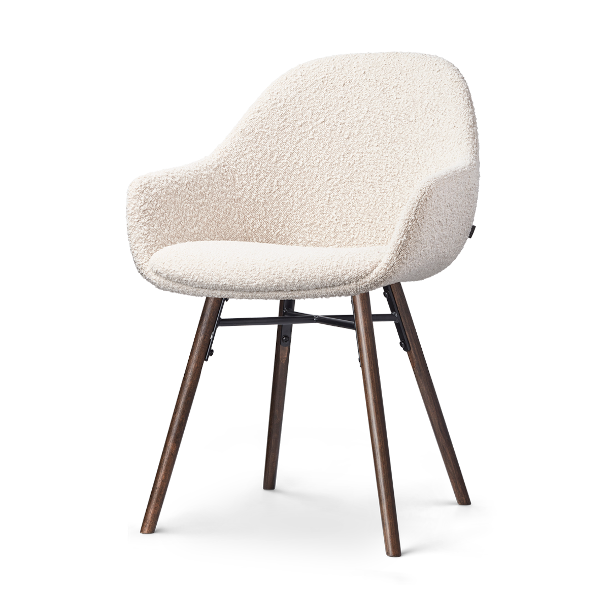 Nena-Mae eetkamerstoel bouclé beige - walnoot houten onderstel