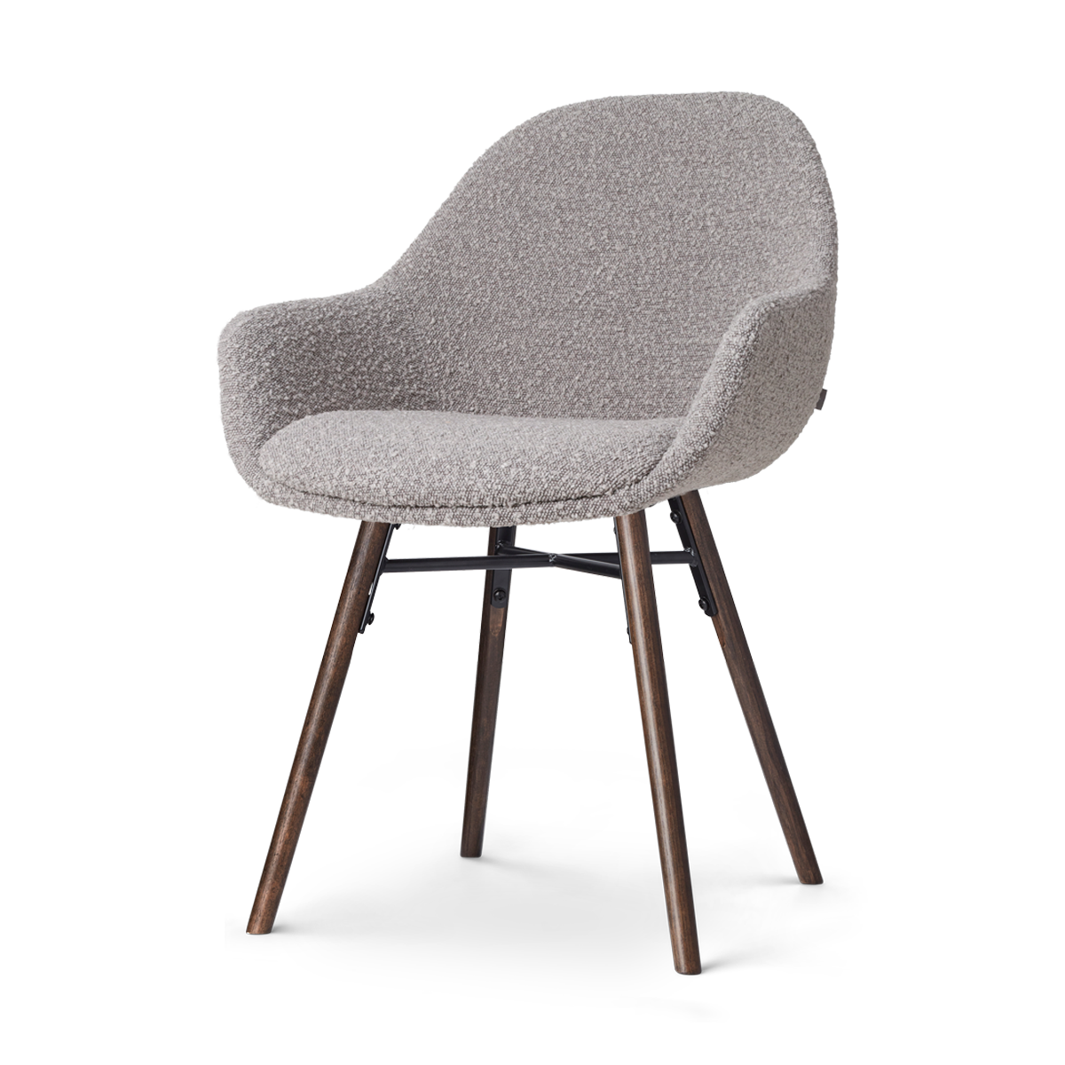 Nena-Mae eetkamerstoel bouclé taupe - walnoot houten onderstel
