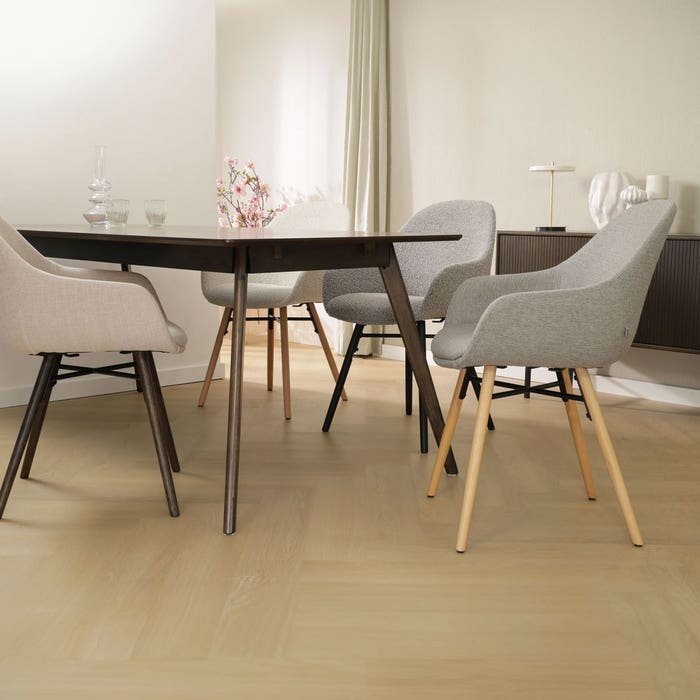 Nora-Mae eetkamerstoel beige gemêleerd - zwart onderstel