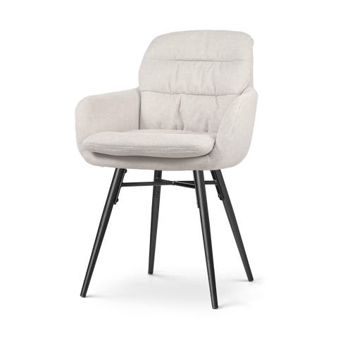 Nena-Mia eetkamerstoel beige - zwart houten onderstel