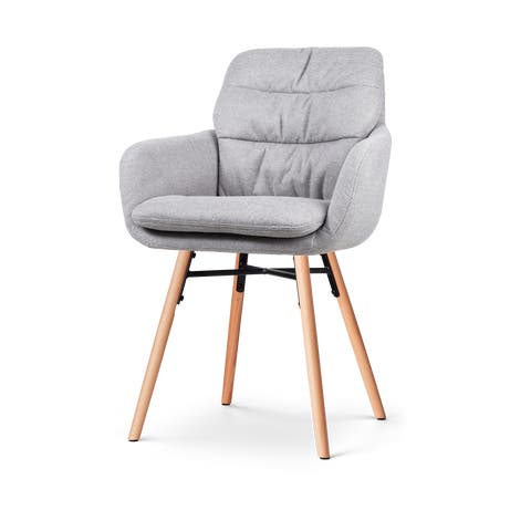 Nena-Mia eetkamerstoel grijs - houten onderstel