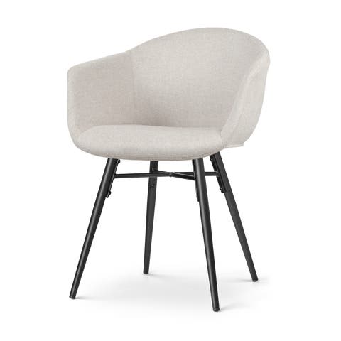 Nena-Otis eetkamerstoel beige - zwart houten onderstel