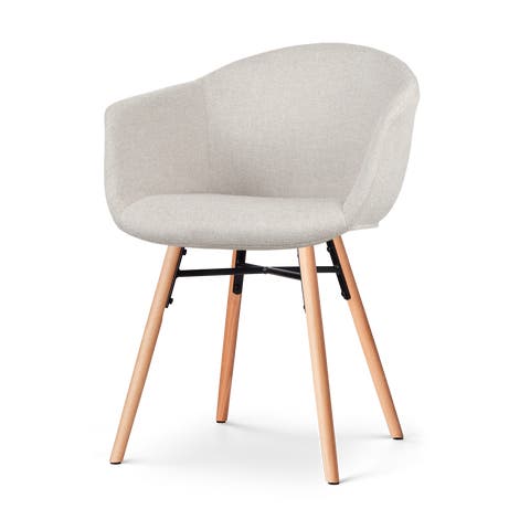 Nena-Otis eetkamerstoel beige - houten onderstel