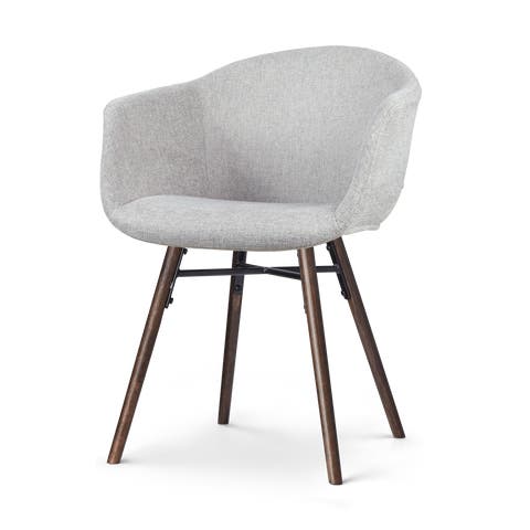 Nena-Otis eetkamerstoel lichtgrijs - walnoot houten onderstel