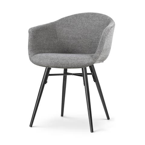 Nena-Otis eetkamerstoel donkergrijs - zwart houten onderstel