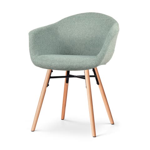 Nena-Otis eetkamerstoel zacht groen - houten onderstel