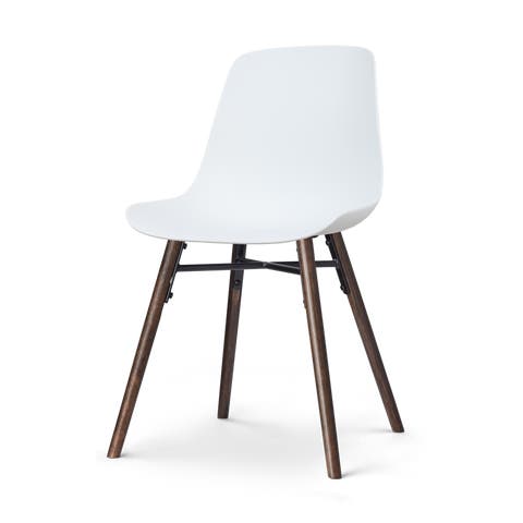 Nena-Pip eetkamerstoel wit - walnoot houten onderstel