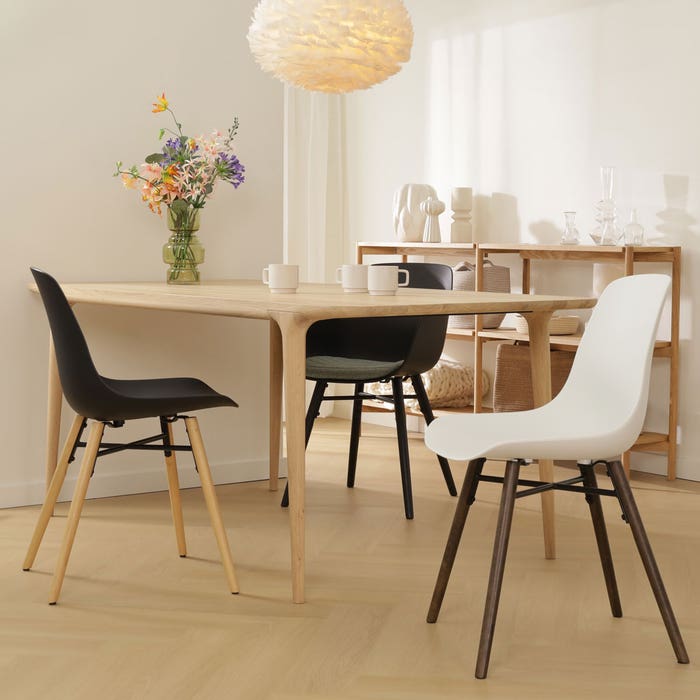 scandinavische eetkamerstoel wit - houten onderstel Nena-Pip