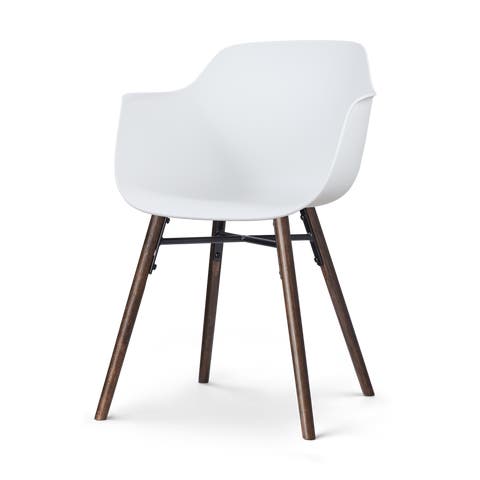Nena-Puk eetkamerstoel wit - walnoot houten onderstel