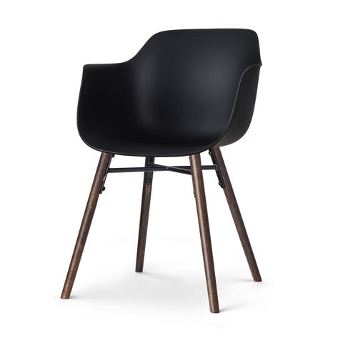 Nena-Puk eetkamerstoel zwart - walnoot houten onderstel