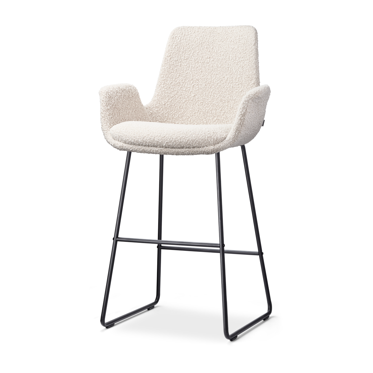 Nino-Eef barkruk bouclé beige - zwart onderstel - 65 cm