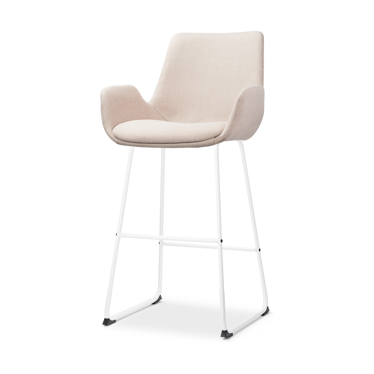 Nino-Eef barkruk beige - wit onderstel - 75 cm