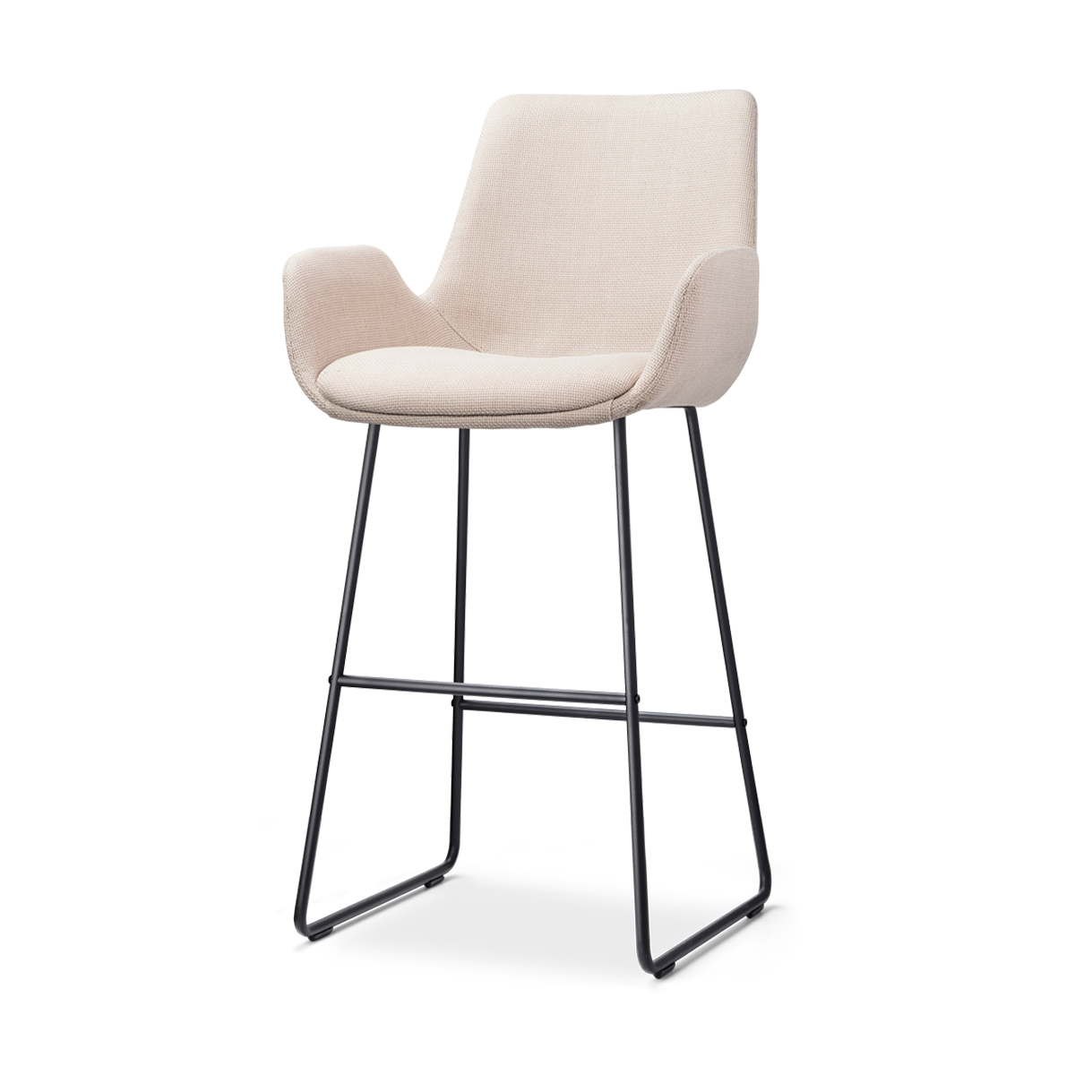 Nino-Eef barkruk beige - zwart onderstel - 75 cm