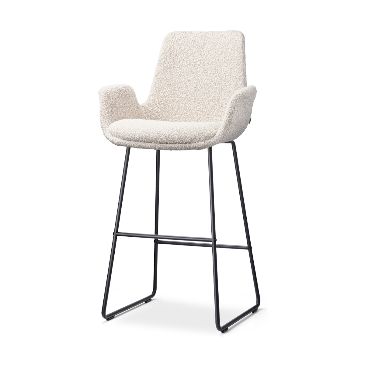 Nino-Eef barkruk bouclé beige - zwart onderstel - 75 cm