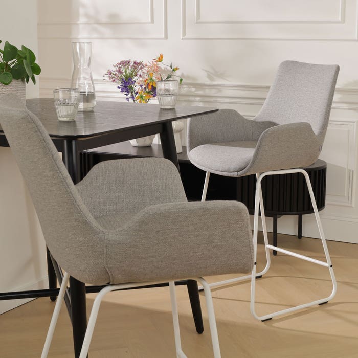 design barkruk warm grijs - wit onderstel - 65 cm - Nino-Eef 