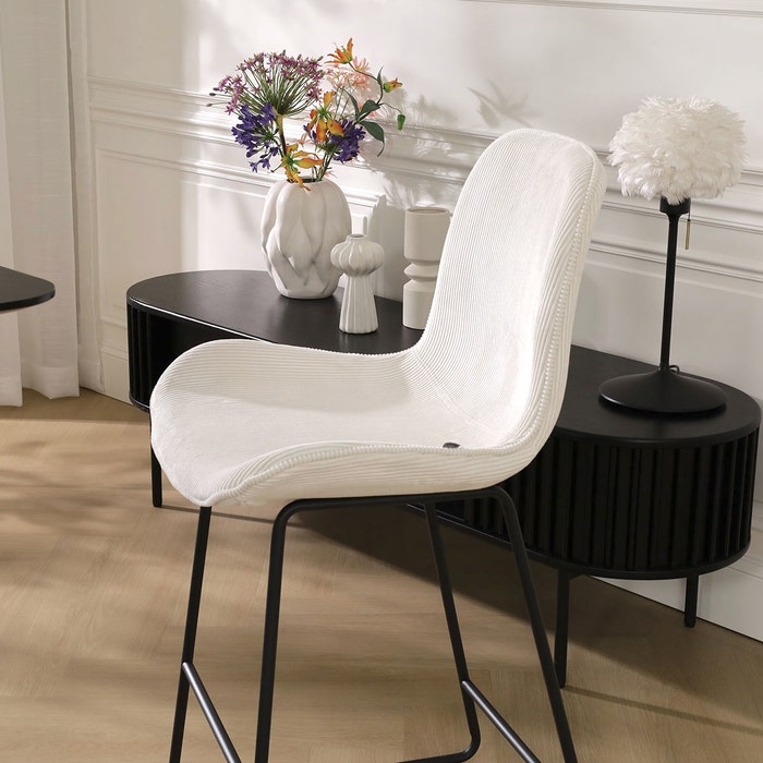 scandinavische barkruk rib creme - zwart onderstel - 65 cm Nino-Fé