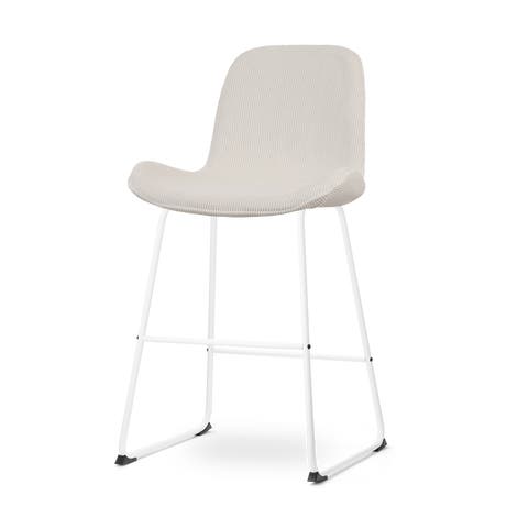 Nino-Fé barkruk rib creme - wit onderstel - 65 cm