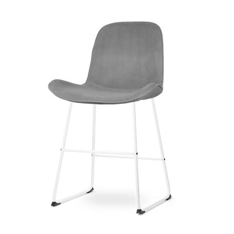 Nino-Fé barkruk velvet grijs - wit onderstel - 65 cm