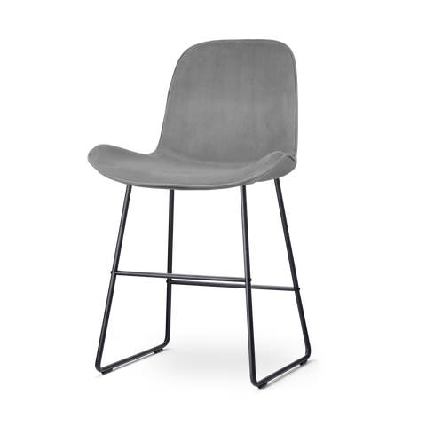 Nino-Fé barkruk velvet grijs - zwart onderstel - 65 cm