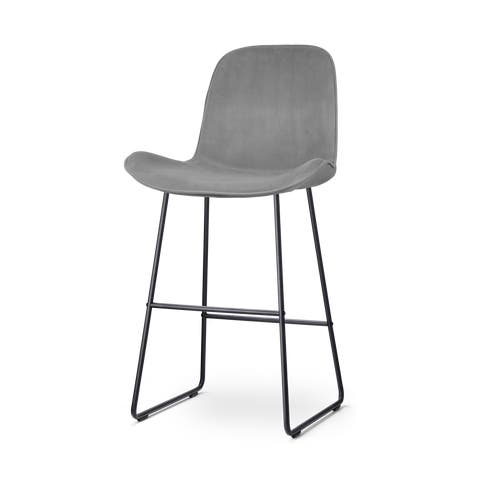 Nino-Fé barkruk velvet grijs - zwart onderstel - 75 cm