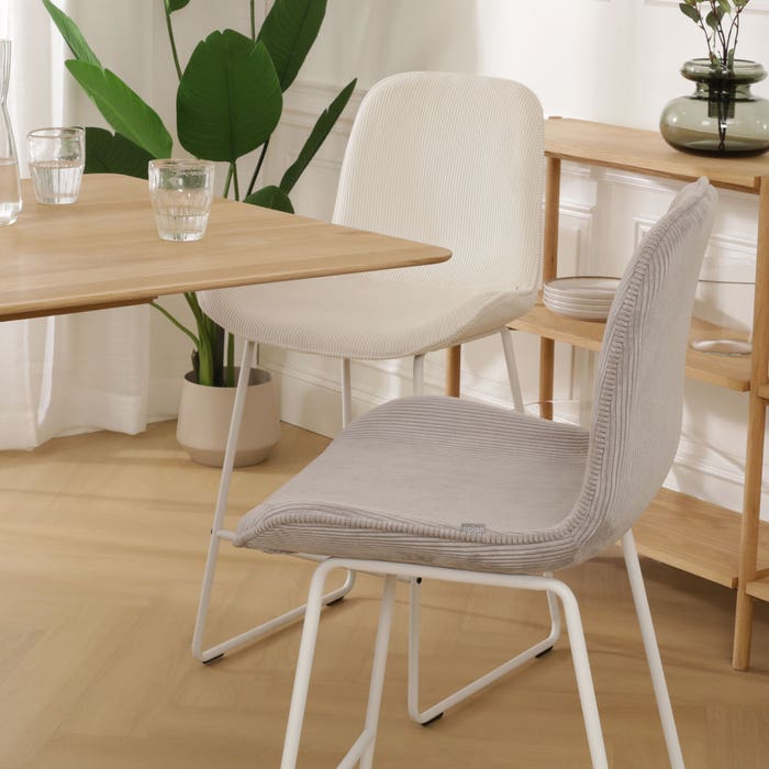 scandinavische barkruk rib warm grijs - wit onderstel - 75 cm Nino-Fé