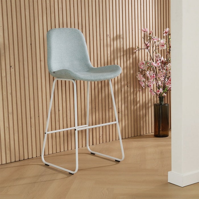 Nino-Fé barkruk lichtblauw - wit onderstel - 65 cm - set van 2 