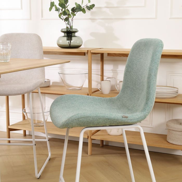 scandinavische barkruk zacht groen - wit onderstel - 65 cm Nino-Fé