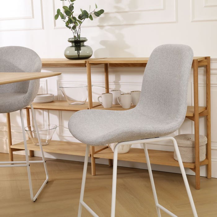 scandinavische barkruk lichtgrijs - wit onderstel - 65 cm Nino-Fé