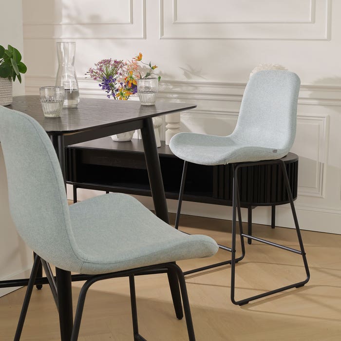 Nino-Fé barkruk lichtblauw - zwart onderstel - 65 cm - set van 2 