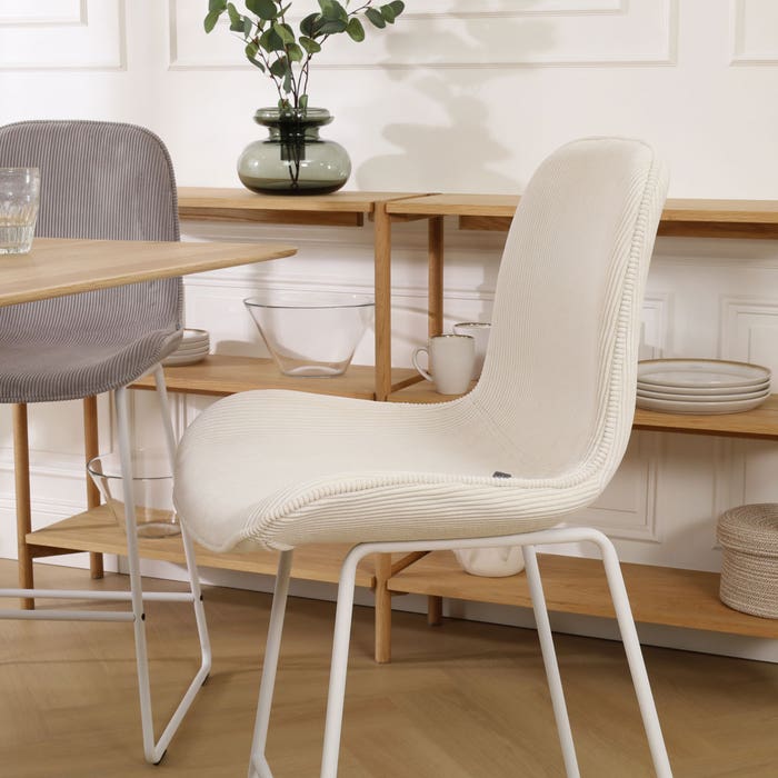 scandinavische barkruk rib creme - wit onderstel - 65 cm Nino-Fé