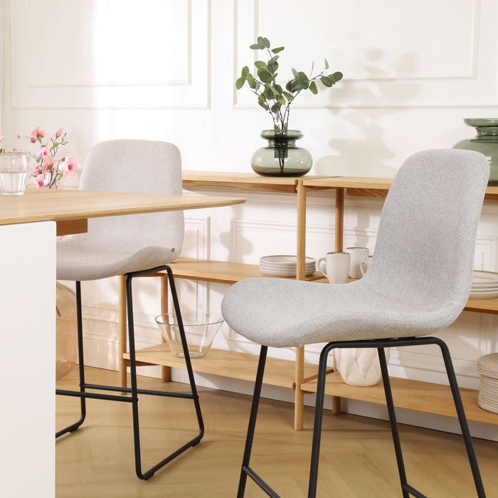 scandinavische barkruk lichtgrijs - zwart onderstel - 75 cm Nino-Fé