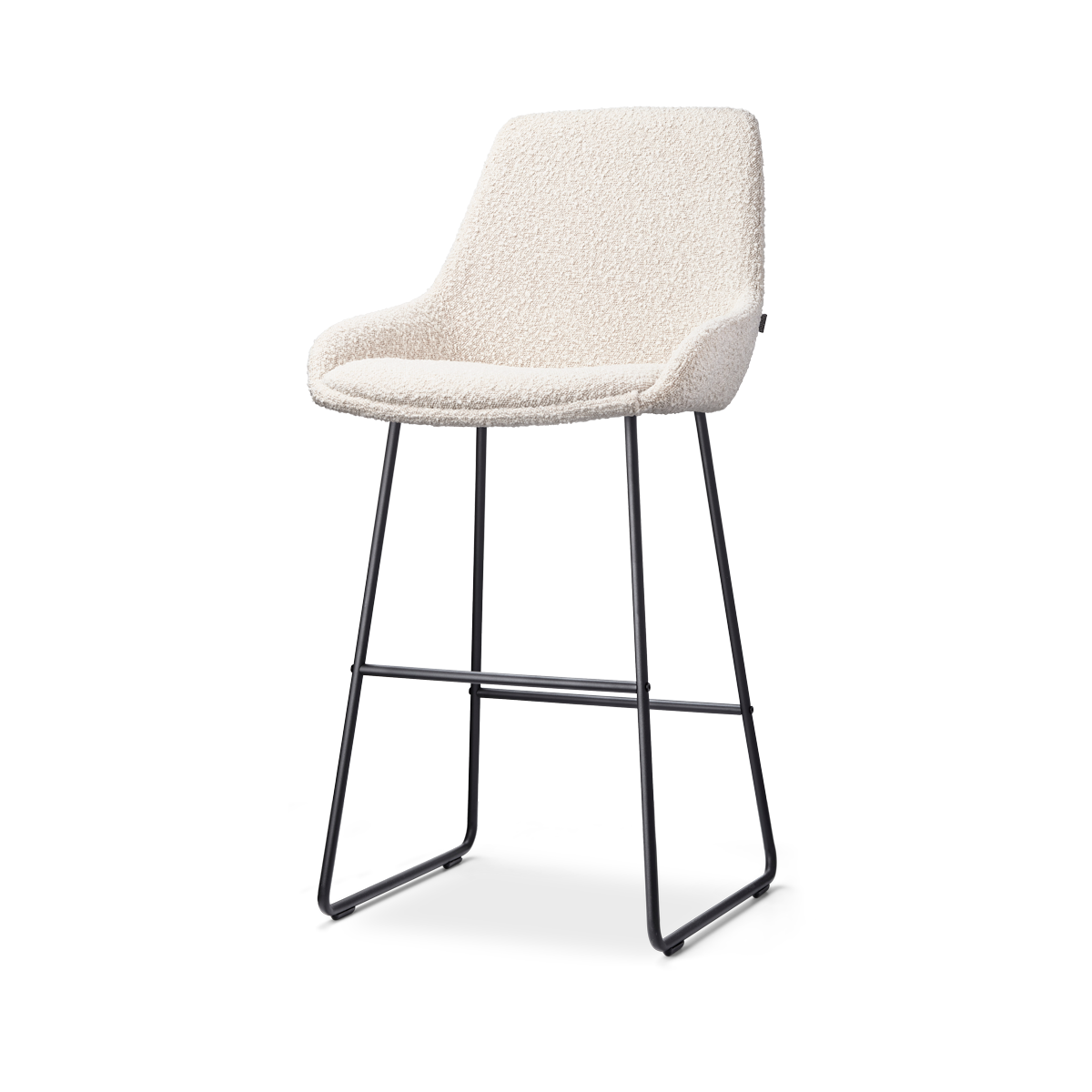 Nino-Isa barkruk bouclé beige - zwart onderstel - 75 cm