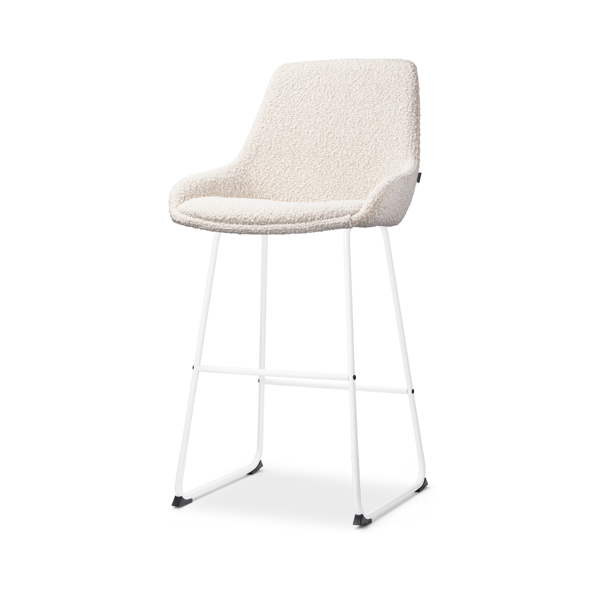Nino-Isa barkruk bouclé beige - wit onderstel - 75 cm