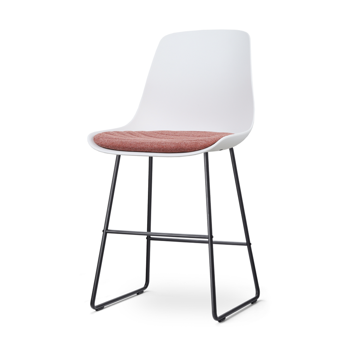 Nino-Liv barkruk wit met terracotta rood zitkussen - zwart onderstel - 65 cm