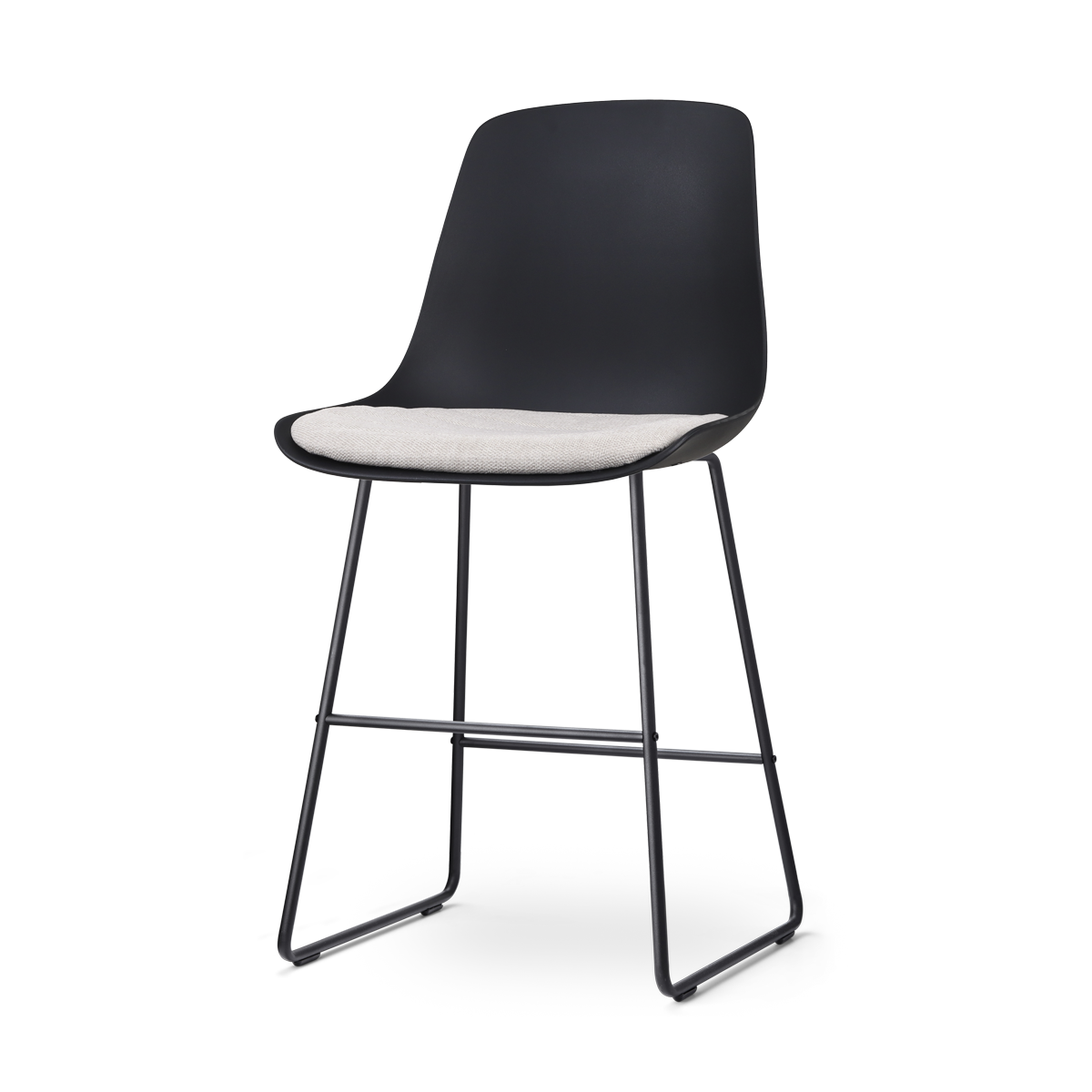 Nino-Liv barkruk zwart met beige zitkussen - zwart onderstel - 65 cm