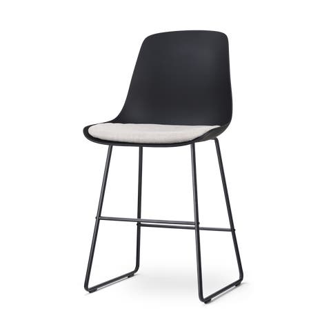 Nino-Liv barkruk zwart met beige zitkussen - zwart onderstel - 65 cm