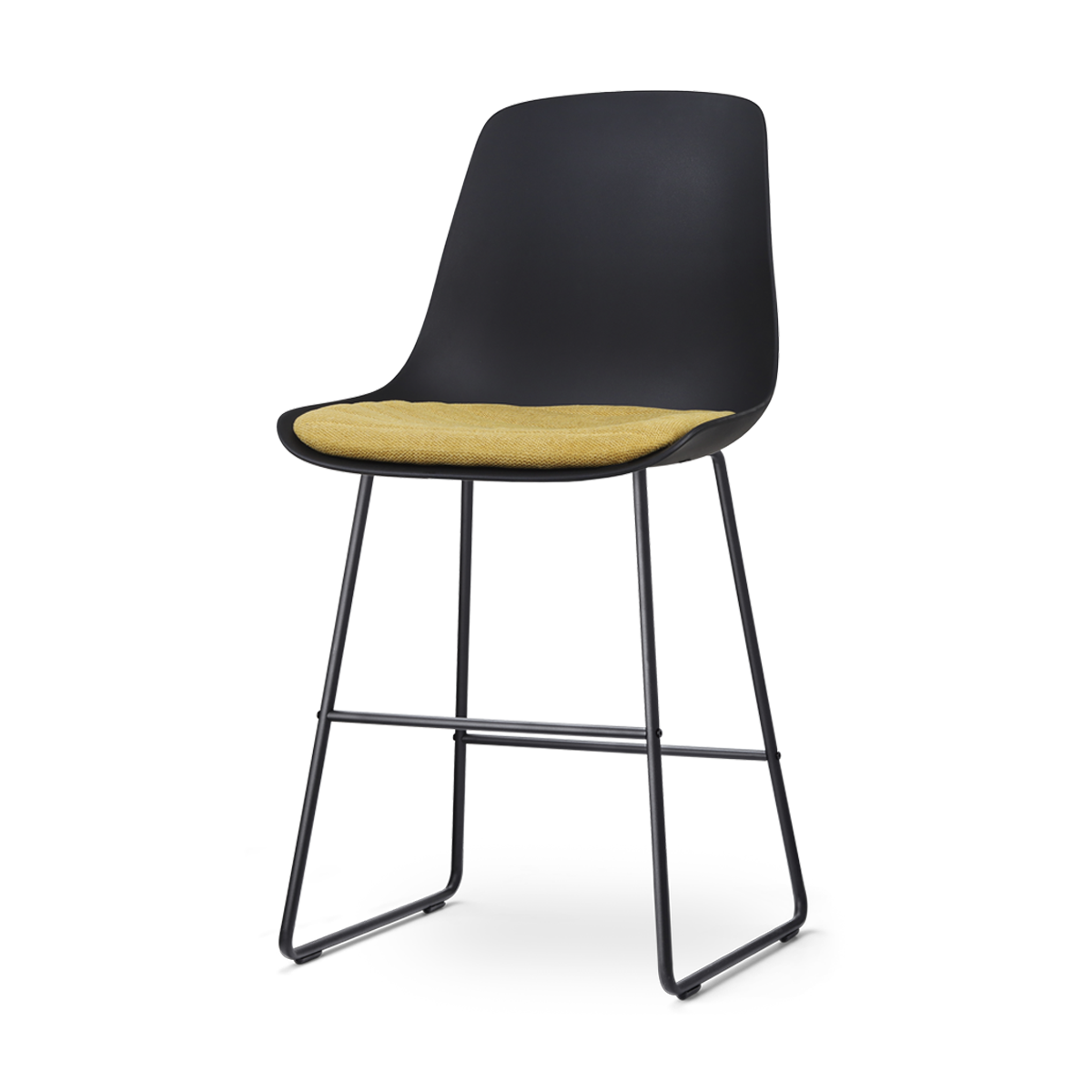Nino-Liv barkruk zwart met okergeel zitkussen - zwart onderstel - 65 cm