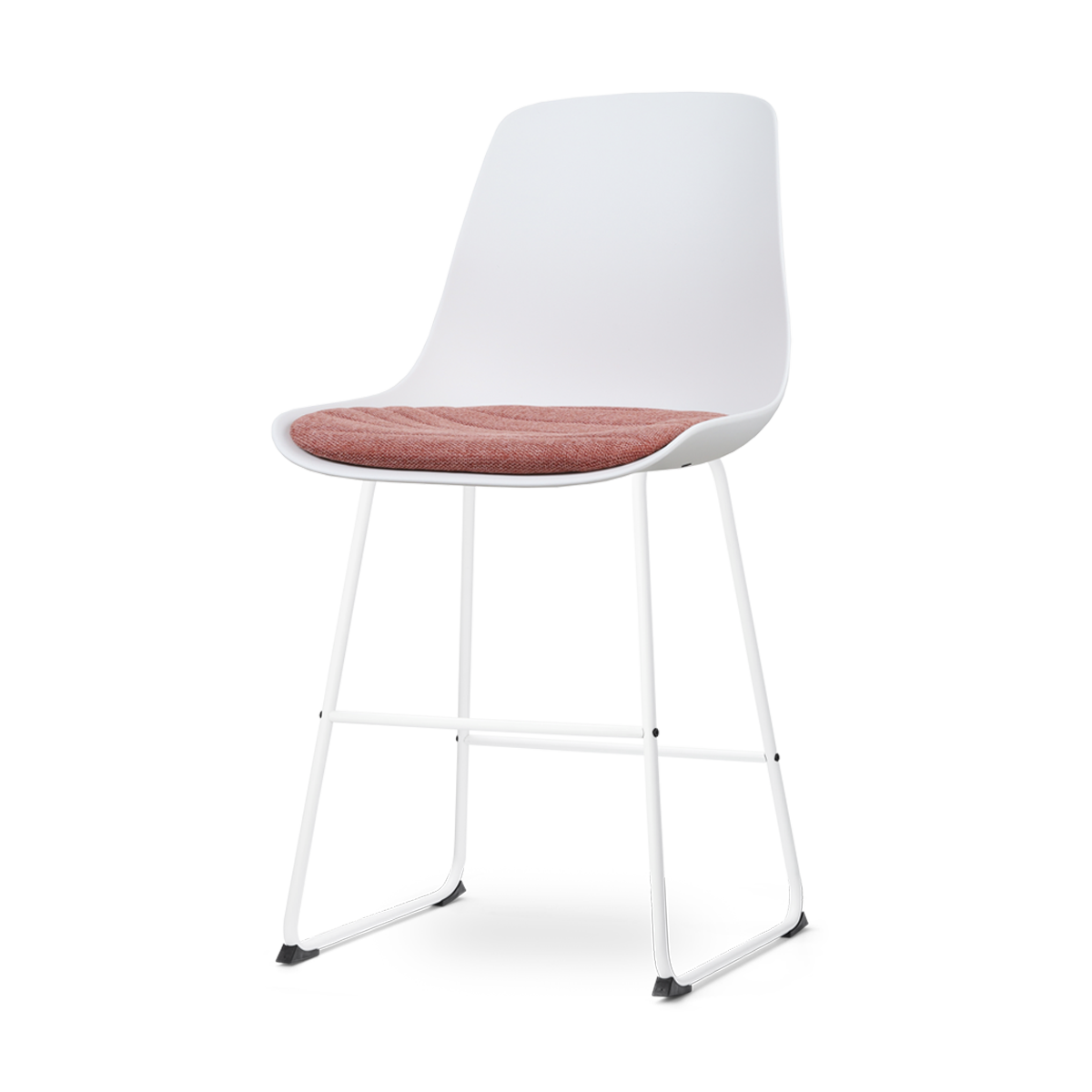 Nino-Liv barkruk wit met terracotta rood zitkussen - wit onderstel - 65 cm