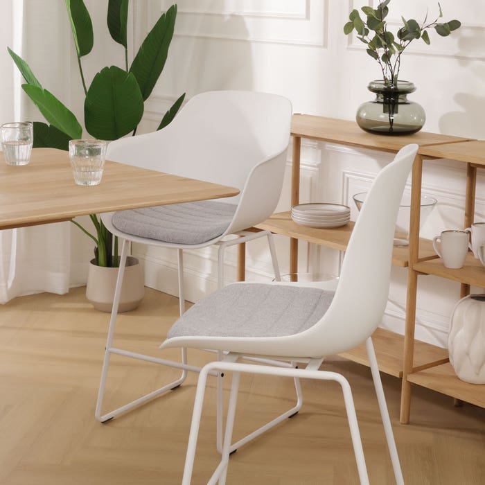 scandinavische barkruk wit met lichtgrijs zitkussen - wit onderstel - 65 cm Nino-Liv