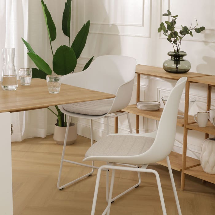 scandinavische barkruk wit en beige zitkussen - wit onderstel - 75 cm Nino-Liv