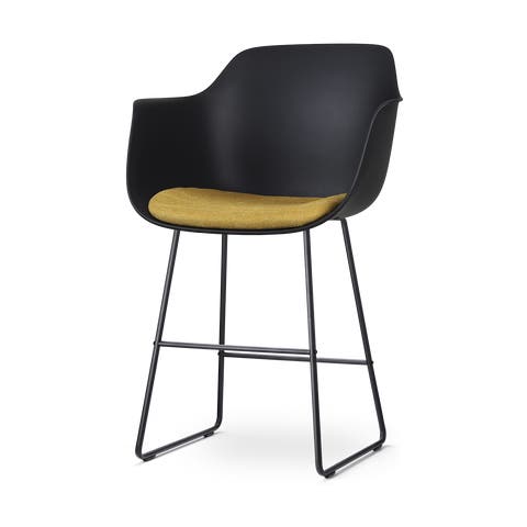 Nino-Liz barkruk zwart met okergeel zitkussen - zwart onderstel - 65 cm