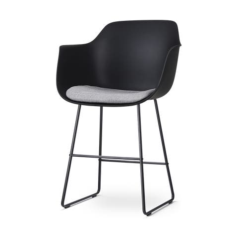 Nino-Liz bakruk zwart met lichtgrijs zitkussen - zwart onderstel - 65 cm