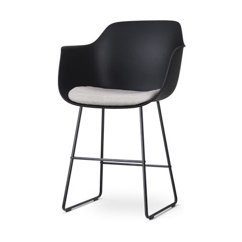 Nino-Liz barkruk zwart met beige zitkussen - zwart onderstel - 65 cm