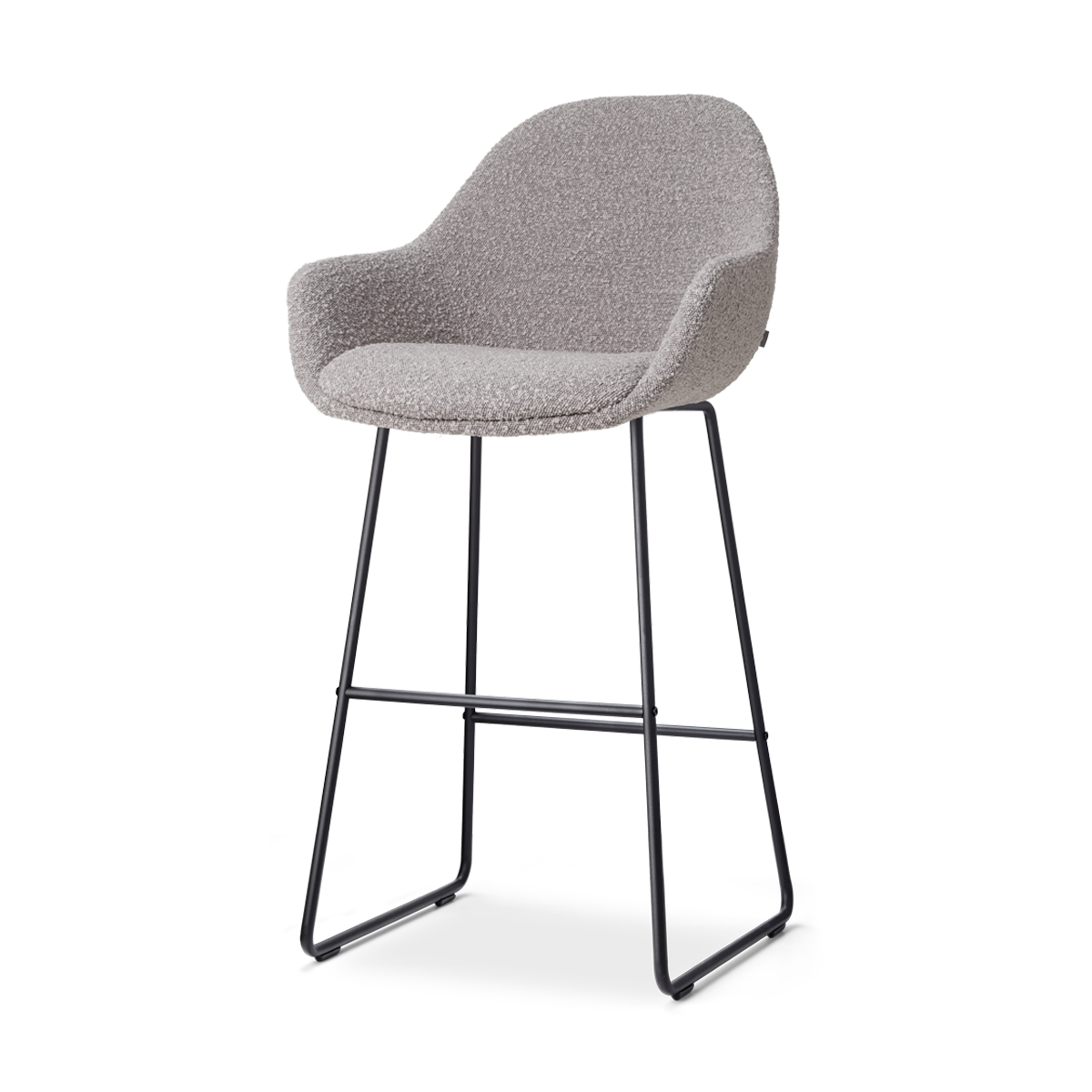 Nino-Mae barkruk bouclé taupe - zwart onderstel - 75 cm