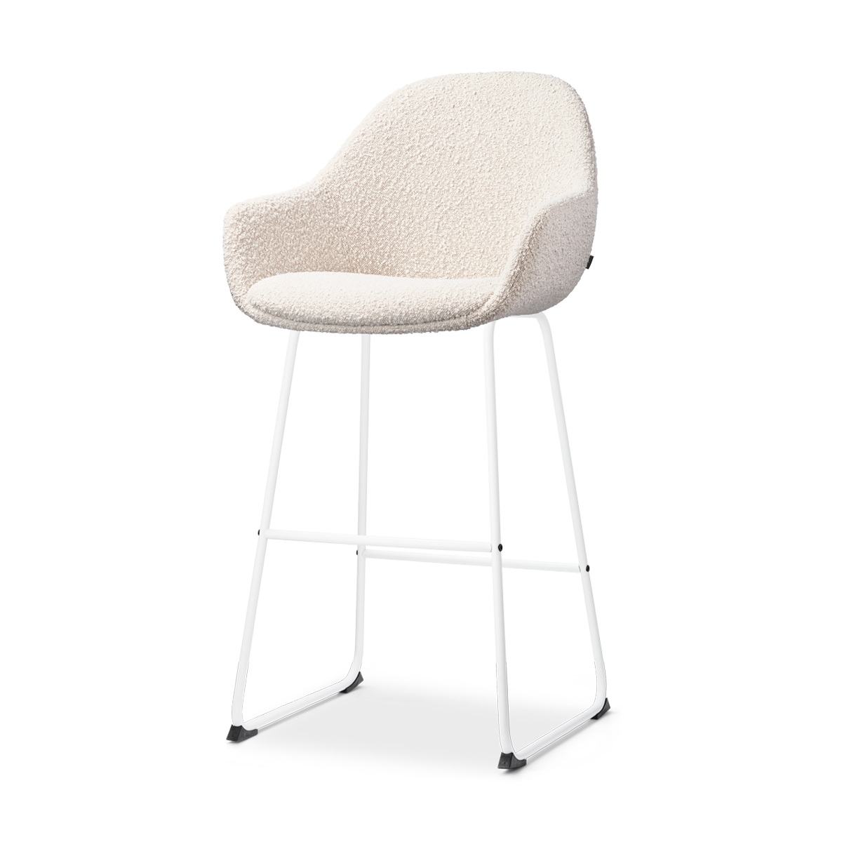 Nino-Mae barkruk bouclé beige - wit onderstel - 75 cm