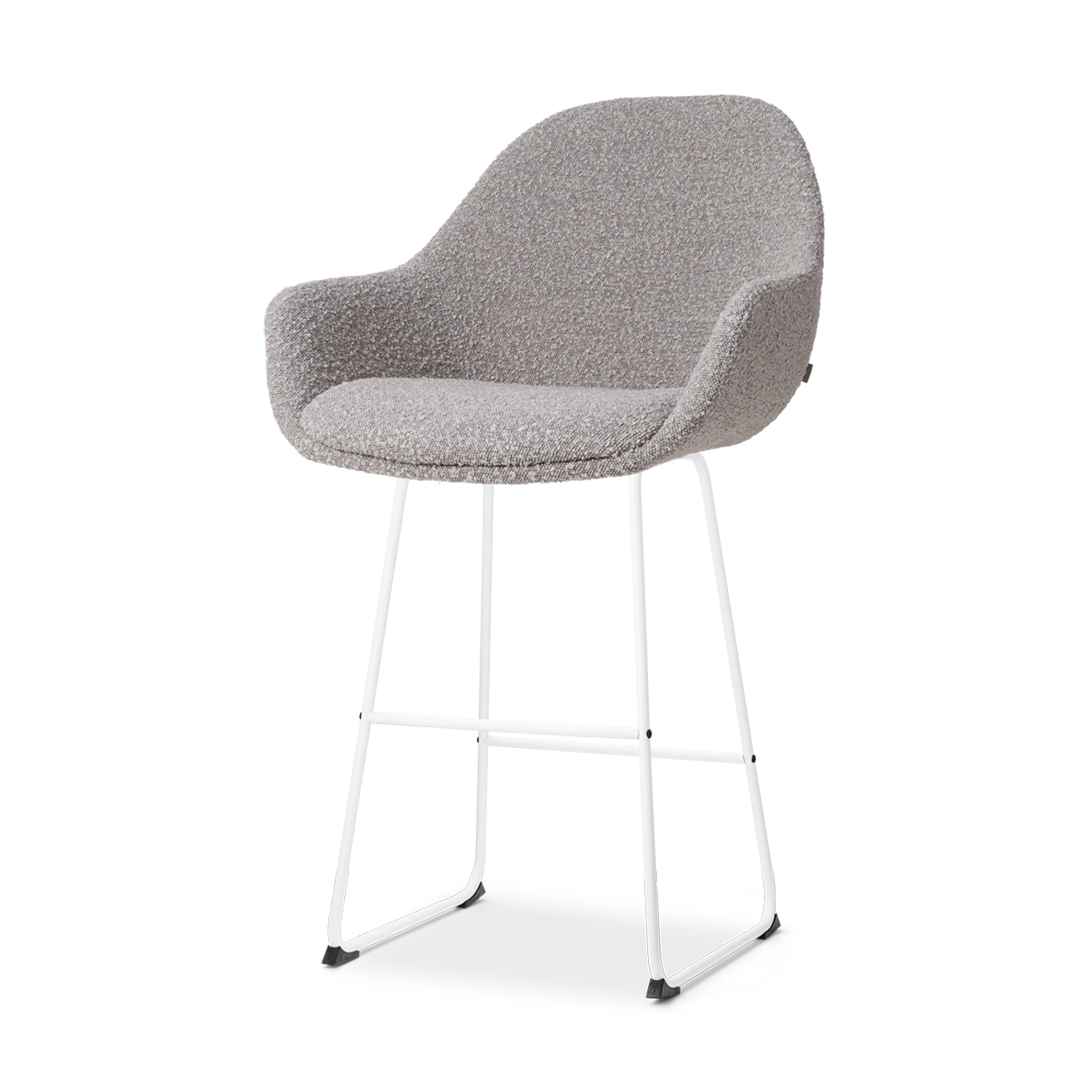 Nino-Mae barkruk bouclé taupe - wit onderstel - 65 cm