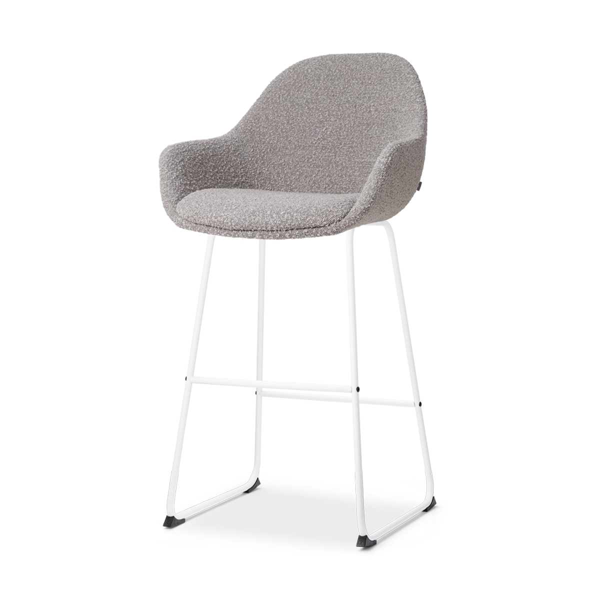Nino-Mae barkruk bouclé taupe - wit onderstel - 75 cm