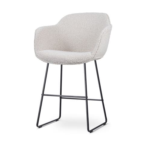 Nino-Mare barkruk bouclé beige - zwart onderstel - 65 cm