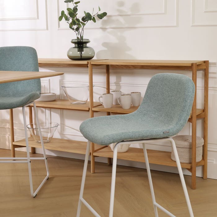 scandinavische hoge barkruk zachtgroen - wit onderstel - 75 cm Nino-Mats